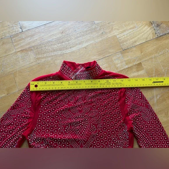 Red See-through Studded Bodysuit - Picture 4 of 16